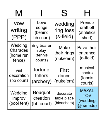 Wedding Bingo! Bingo Card