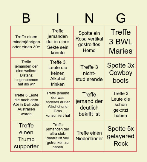 Sommerparty Bingo Card