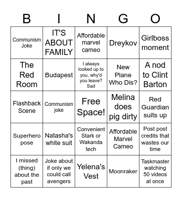 Black Widow Bingo Card