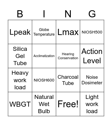 IH Bingo Card