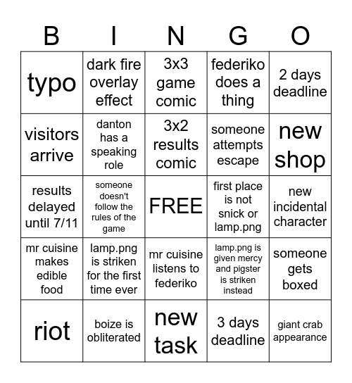 pgp bingo sheet Bingo Card