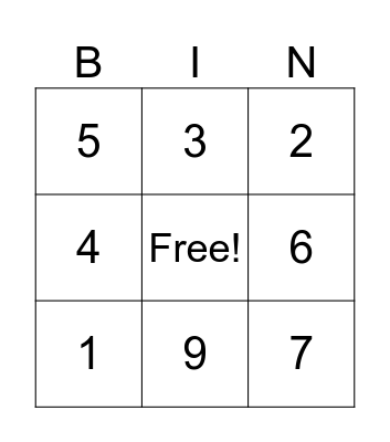 Bingo Musical Bingo Card