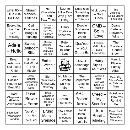 Thirsty For Knowledge Music Bingo Card