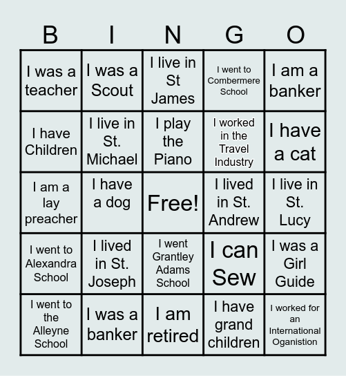 Get To Know You Bingo Card