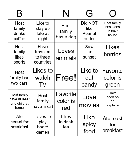 Sentence Practice: English Only Bingo Card
