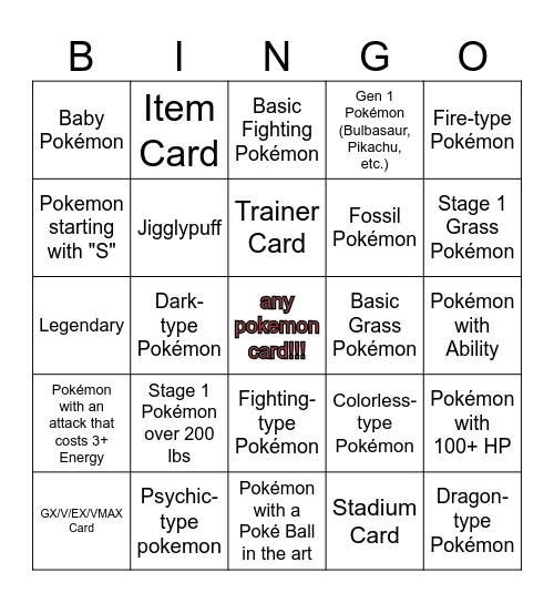 pokemon party time! Bingo Card