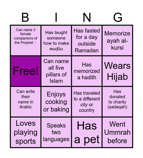 Human Bingo Card