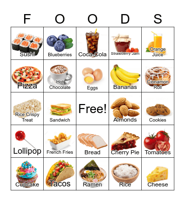 Foods Bingo Card