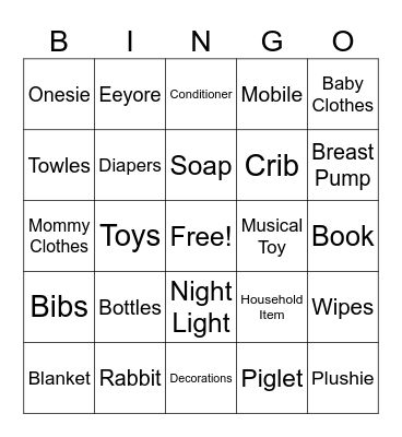 Baby Shower 2025 Bingo Card