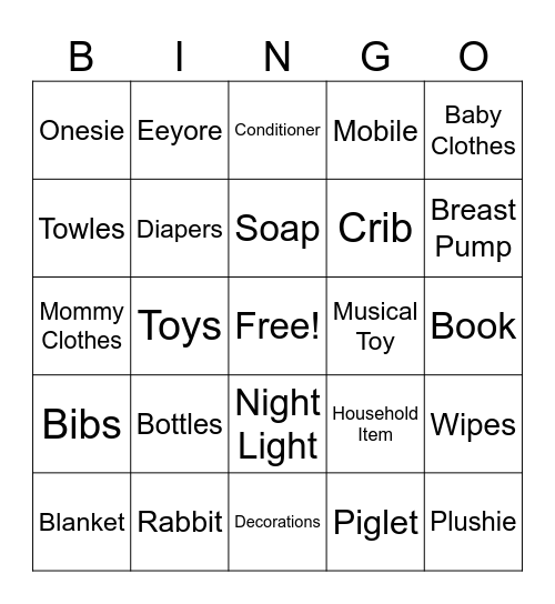 Baby Shower 2025 Bingo Card