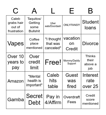 Financial Audit Bingo Card