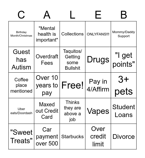 Financial Audit Bingo Card