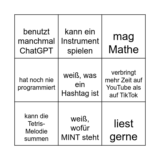 starcode-Kennlernbingo Card