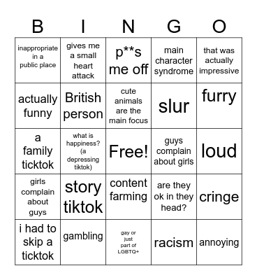 TIKTOK BINGO Card