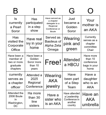 AKA BINGO Card