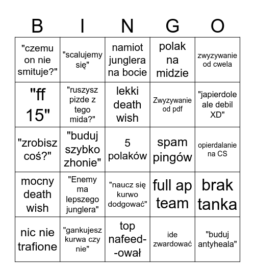 Liga Legend bingo Card
