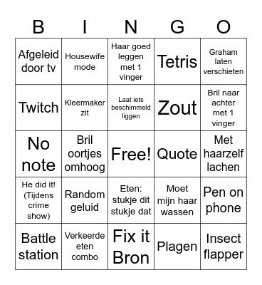 B Bingo Card
