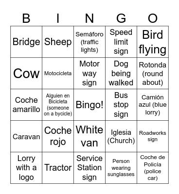 Road trip bingo Card