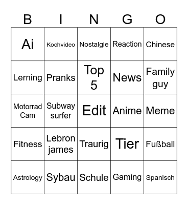 Brainrot Bingo Card