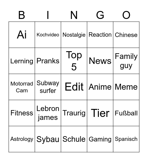 Brainrot Bingo Card