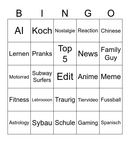 Brainrot Bingo Card