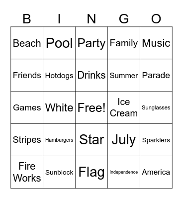 Wolfhome Fourth of July Bingo Card