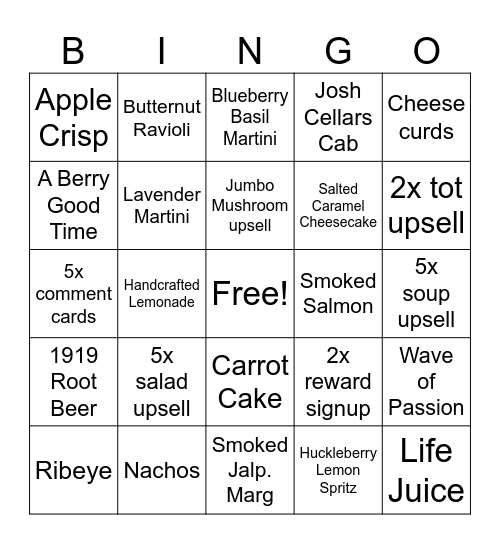 Blackwoods BINGO Card