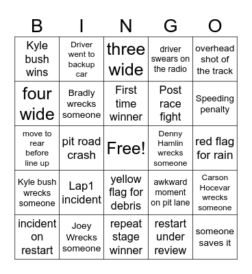 Nascar Chicago race 2025 Bingo Card