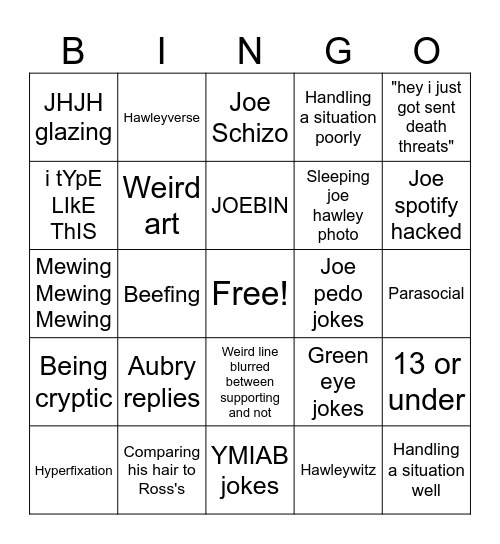 Hawleytwt Bingo Card