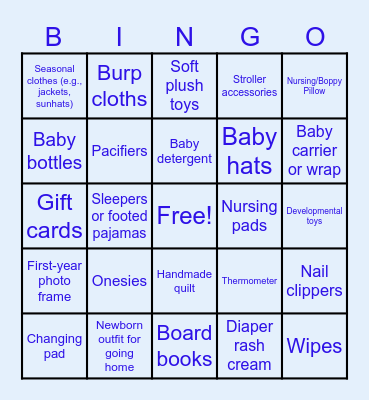 Baby Crawford Bingo Card