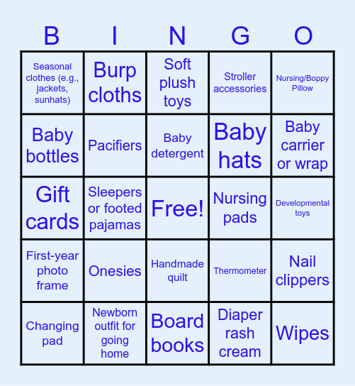 Baby Crawford Bingo Card