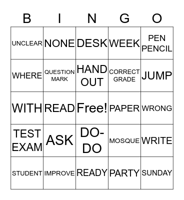 ASL UNIT 2 Bingo Card