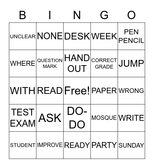 ASL UNIT 2 Bingo Card