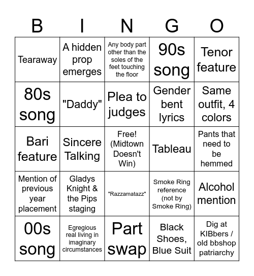 ✨Glimpses✨ (BHS finals 2k25) Bingo Card