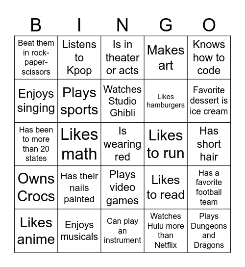 Landmark Bingo Card
