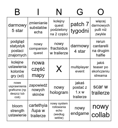WUWA 2.5 STREAM Bingo Card