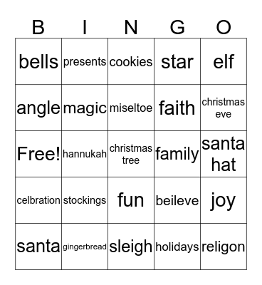 CHRISTMAS BINGO! Bingo Card