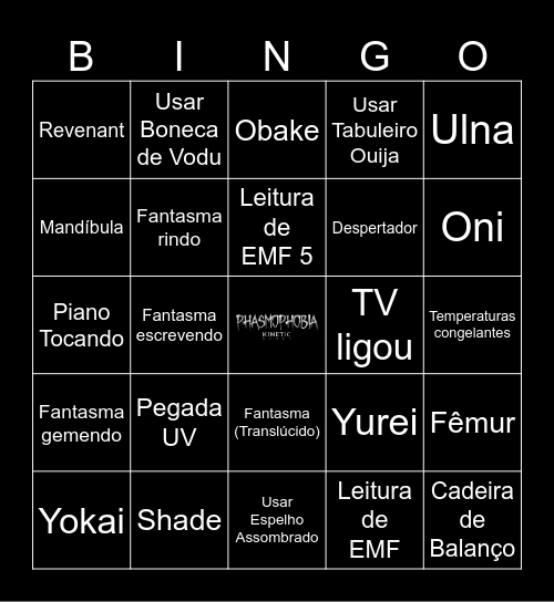 Phasmophobia - 2025 Bingo Card