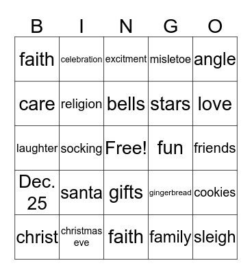 CHRISTMAS BINGO! Bingo Card