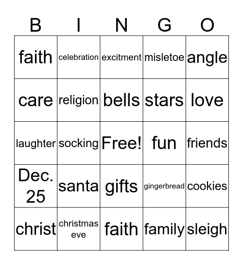 CHRISTMAS BINGO! Bingo Card