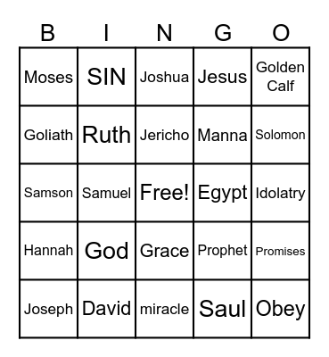CHOSEN KIDS BINGO Card