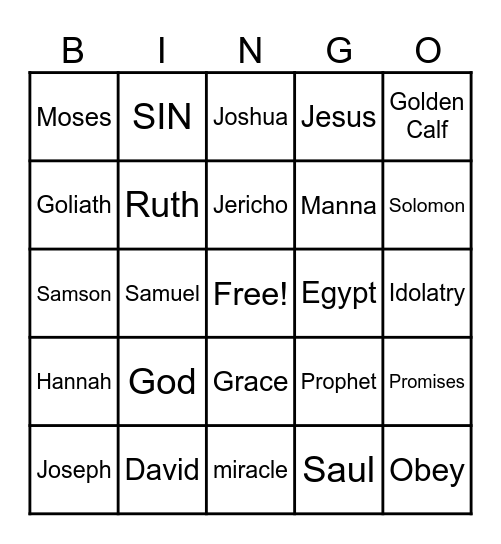 CHOSEN KIDS BINGO Card