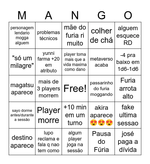 THE BINGO IS COMING Bingo Card