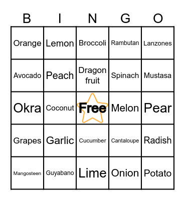 N      U     T     R     I Bingo Card