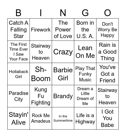 Music Bingo 3 Bingo Card