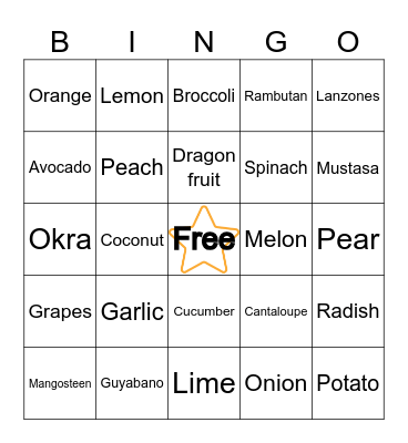 N     U     T     R     I Bingo Card