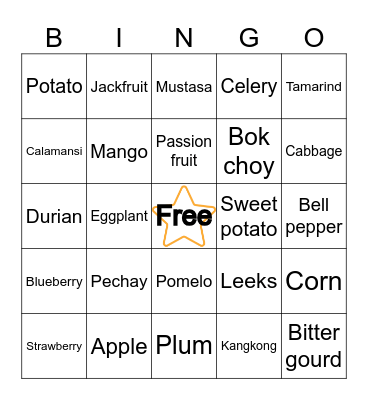 N     U     T     R     I Bingo Card