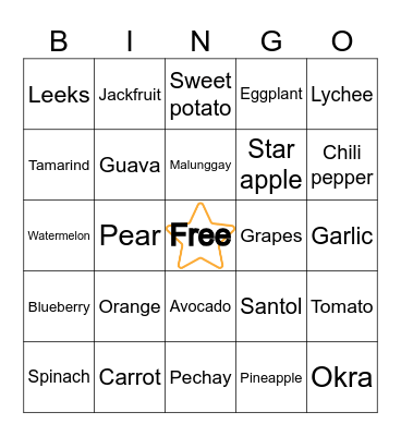 N     U     T     R     I Bingo Card