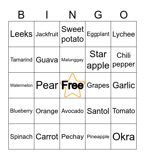 N     U     T     R     I Bingo Card