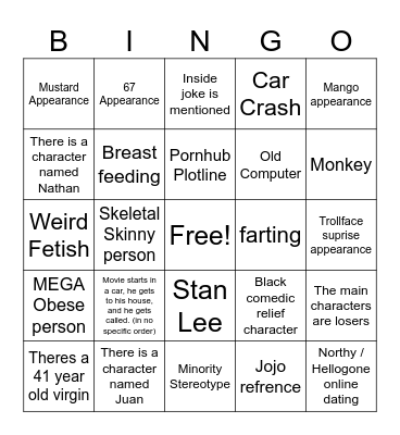 41 year old virgin Bingo Card